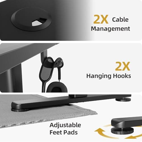 INNOVAR Electric Standing Desk, Adjustable Height Stand up Desks, 48 x 24 Inches Sit Stand up Desk for Home Office Computing, 3-Preset Memory Height Ergonomic Rising Desks, Black 8