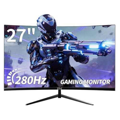 ZZA 27 Inch Curved Monitor 280Hz/240Hz FHD 1080P,Gaming Monitor 1800R VA Screen,Monitor 27 Inch 4000:1 120% sRGB,1Ms,AMD FreeSync,HDR,Low Blue Light,HDMI DP,VESA Support, DP Cable Incl 2