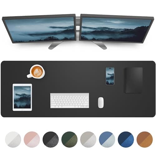Large Desk pad mat,Mouse Pad,Office Desk Mat, Non-Slip PU Leather Desk Blotter,Large Desk pad,Waterproof Keyboard mat for Office/Home/Decor (Black,48" x 17")