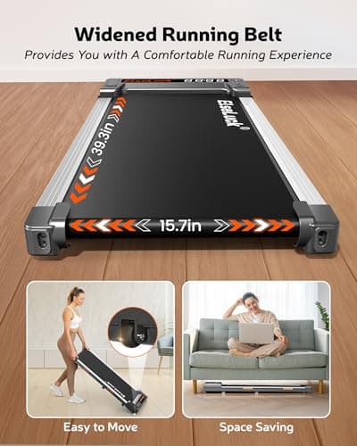 Walking Pad Treadmill, Under Desk Treadmill for Home and Office with Remote Control, Portable 2.5 HP Walking Jogging Running Machine in LED Display 7