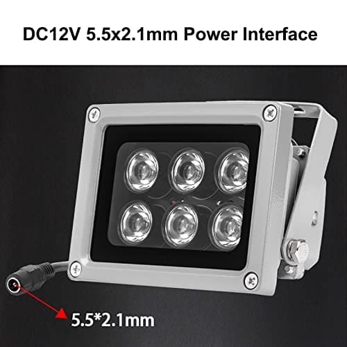 Infrared Illuminator, 940nm 6 LEDs 90 Degree Wide Angle IR Illuminator for Night Vision, Waterproof LED Infrared Fill Light for CCTV Security Surveillance Camera 6