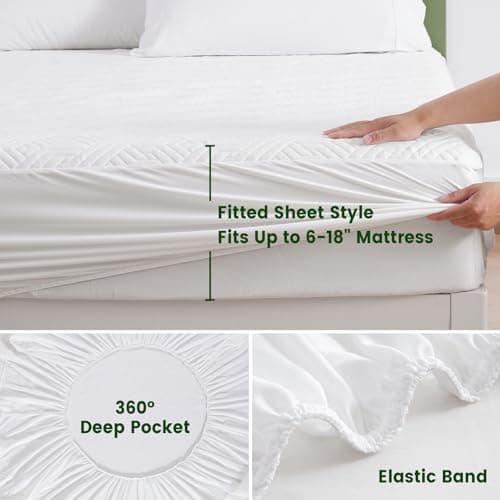 PHF 100% Waterproof California King Size Mattress Protector, Viscose Derived from Bamboo, Cooling Breathable Mattress Pad Cover Soft 3D Air, Fitted with Deep Pocket,Noiseless & Washable 5