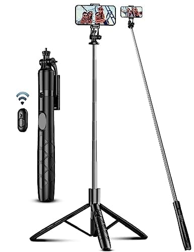 71" Phone Tripod & Selfie Stick, All in One Extendable Cell Phone Tripod with Wireless Remote, Tripods Stand for iPhone & Travel Selfie Stick 360° Rotation Compatible with iPhone Android, Camera