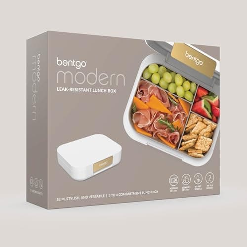 Bentgo Modern - Adult & Teen Bento Lunch Box; 3-4 Compartments, Leak-Resistant, 5.5 Cup Capacity/44 fl oz, Improved Locking Clips, Reusable, BPA-Free, Dishwasher/Microwave Safe Tray (White) 8