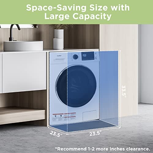 COMFEE’ 24" Washer and Dryer Combo 2.7 cu.ft 26lbs Washing Machine Steam Care, Overnight Dry, No Shaking Front Load Full-Automatic Machine, Dorm White 7