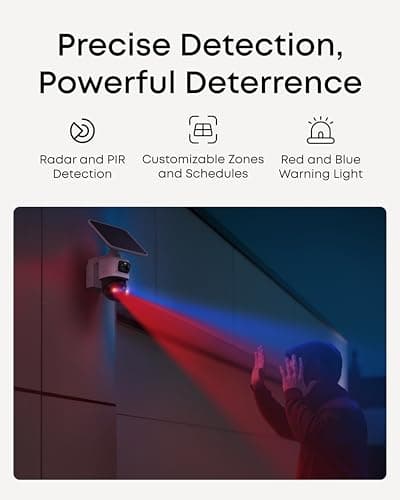 eufy Security eufyCam S4,4K Solar Camera Wireless Outdoor, Triple Lens Bullet-PTZ Cam, 360° View, 8X Auto Zoom, AI Recognition,AI Track, Color Night Vision, 0 Monthly Fee, Local Storage 9