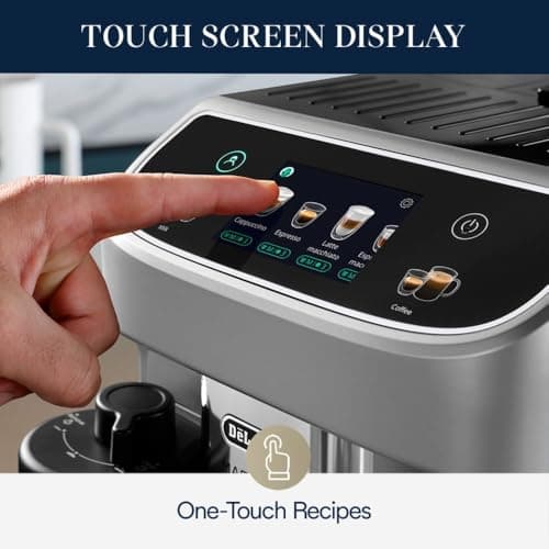 De'Longhi Magnifica Plus Fully Automatic Espresso Machine - Brew 18+ One Touch Coffee Recipes for up to 4 User Profiles, Automatic Milk Steam Wand & Built-in Grinder, Touchscreen Display 5