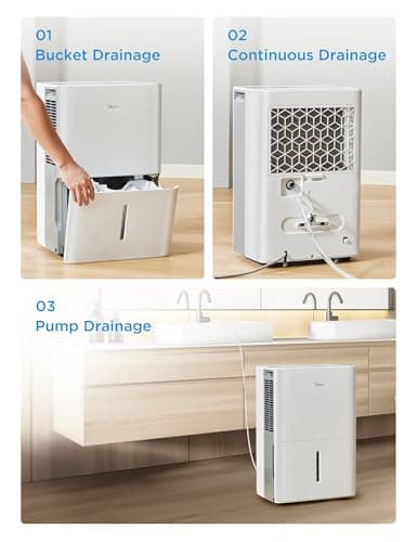 Midea 4,500 Sq. Ft. Dehumidifier With Pump Included, 50 Pint - Ideal For Basements, Large & Medium Sized Rooms, And Bathrooms (White) 5