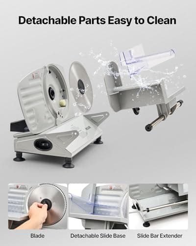 VEVOR Meat Slicer, 6.7 inch 150W Electric Deli Slicer Machine with 2 SUS420 Blades, 0-0.6 inch Adjustable Thickness, ETL Certified Home Food-Slicer for Meat, Ham, Baguett, Steak 5