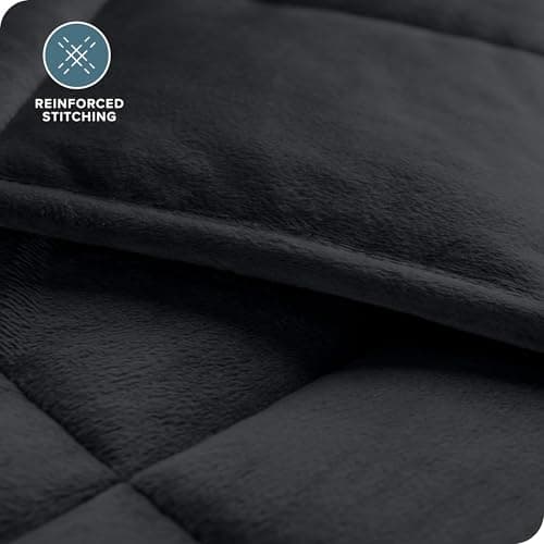 Bare Home Weighted Blanket King Size 25lb (80" x 87") for Adults - Minky Fleece - Premium Heavy Blanket Nontoxic Glass Beads (Black, 80"x87") 8