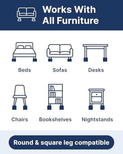 Bed Risers - 3 & 5 Inch Adjustable Furniture Risers or 8 Inch Combined - Heavy Duty for Couch, Table, Dorm, Sofa, Chair & Table - Bed Support Legs for Height, Supports Up to 1,300 lbs (8 Pack, Black) 7