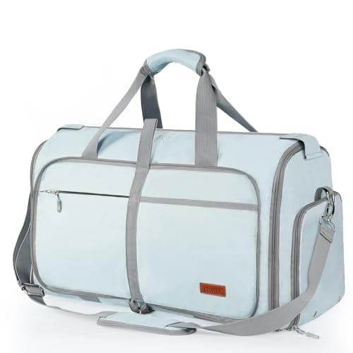 ‌Ytonet Foldable Garment Duffle Bags for Travel, Carry On Convertible Duffel Bag with Shoe Compartment & Water Resistant Fabric, 2-in-1 Hanging Suit Organizer, Mint Green