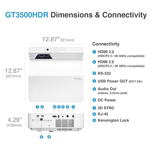 Optoma GT3500HDR 1080p Full HD Home Laser Projector 6