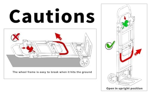 3-in-1 Aluminum Hand Truck Dolly, 600 lbs Heavy Duty Folding Trolley with Universal Wheels, Convertible Hand Truck with Tie Down Straps for Warehouse, Supermarket, Office (Black) 8