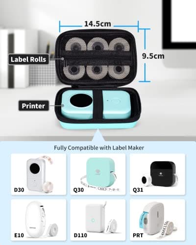 Memoking Label Printer Hard Storage Case - Hand Carry Case Compatible with D30/M02/T02/M110/P21/D110 Label Maker, Label Printer with Zipper Mesh Pocket, Labeler Storage Holder, Green（Case Only） 6