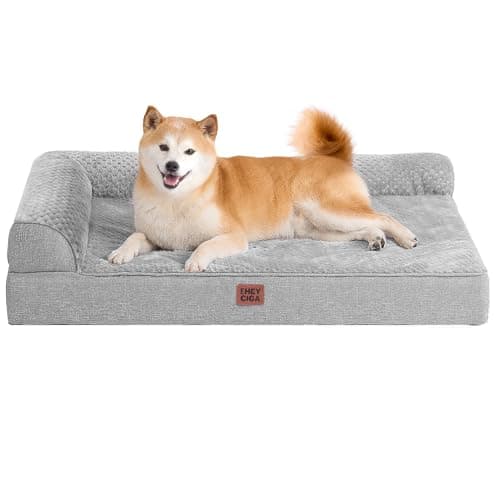 EHEYCIGA Memory Foam Dog Bed Large Size Dogs, Orthopedic Dog Bed Large with Washable Removable Cover, Waterproof Pet Sofa Couch with Nonskid Bottom, 36x27x6, Grey