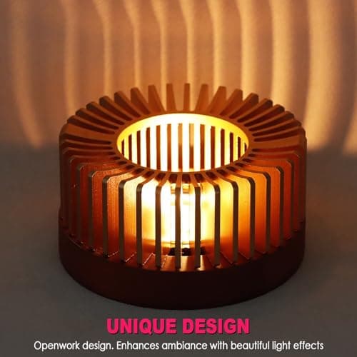 KAYCROWN Teapot Warmer, Aluminum Alloy & Wood Tea Warmer with Tealight Holder, Rose Gold Teapot Heater for Heating Coffee, Milk, Food Indoors and Outdoors, Suitable for All Teapots 6