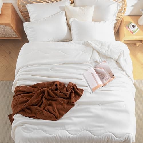 NEXHOME PRO 100% Viscose Derived from Bamboo Comforter Queen Size - Cooling & Moisture-Wicking Bedding - All Season Lightweight Design - Natural Organic Queen Duvet Insert 8