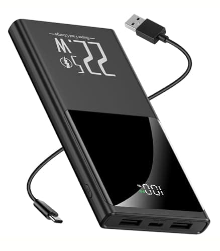 JONKUU Portable Charger 10000mAh, Power Bank 22.5W Fast Charge, Slim Battery Backup with USB C in/Out, LCD Display External Battery Pack for iPhone 16 15 14 13 12, Samsung, Google, Android etc