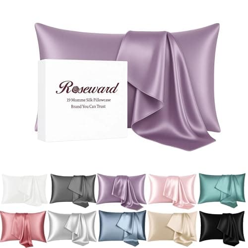 Organic Mulberry Silk Pillow Cases Lavender-100% Real Silk Pillowcase for Hair and Skin Made in USA-6A Grade Pure Silk, Soft and Luxury, Zippered, Anti Wrinkle, Anti Acne (Purple, Standard 20''x26'')