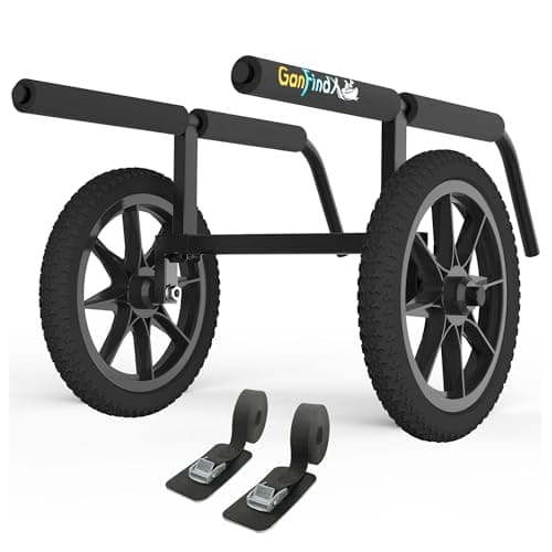 GanFindX Heavy Duty Kayak Cart | Adjustable Foldable Trolley with Durable Wheels, Portable Kayak Transport Cart, Tie-Down Straps Included (Detachable & Heavy-Duty)