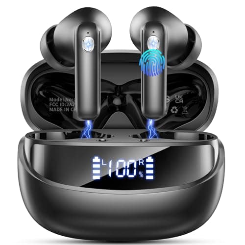 Wireless Earbuds, Bluetooth 5.4 Headphones with 4 ENC Noise Cancelling Mic, in Ear Earbuds IP7 Waterproof, 45Hrs Playtime Wireless Headphones HiFi Stereo Deep Bass, Bluetooth Earphones for Android iOS