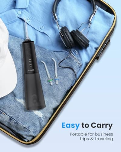 VIMMK Water Flosser, Cordless Water Dental Flosser, 9 Jet Tips 5 Modes 300ML IPX7 Waterproof, Portable Rechargeable Oral Irrigator for Home Travel - Gums, Orthodontic, Braces Care - Black 7
