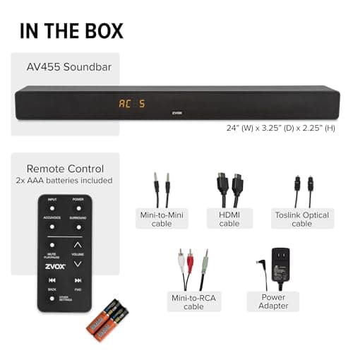 ZVOX AccuVoice AV455 Dialogue Clarifying Sound Bar with Hearing Aid Technology and HDMI-ARC Compatible Connectivity - Home Theater Audio TV Speakers Soundbar - Black 8