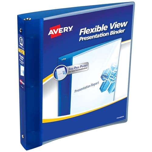 Avery Flexible View 3 Ring Binder, 1 Inch Round Rings, 1 Blue Binder (17675)