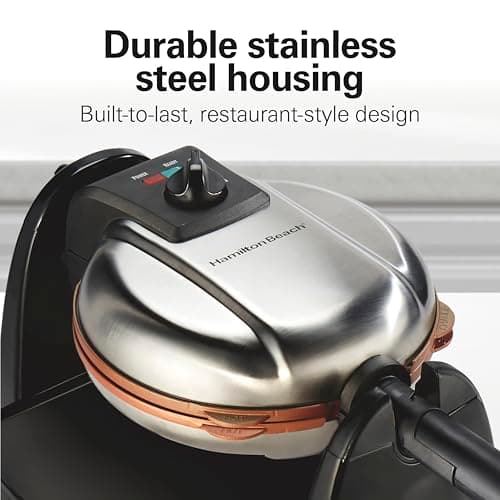 Hamilton Beach Belgian Waffle Maker with Removable PFAS-Free Durathon Nonstick Coated Plates, Easy Flip, Ceramic Grids, Black (26031) 6