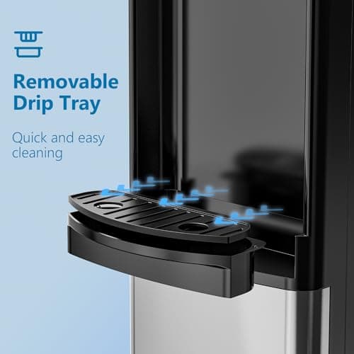 Euhomy Top Loading Water Dispenser, Hot and Cold Water Cooler for 3 or 5 Gallon Bottles,Child Safety Lock,Water Cooler Dispenser for Kitchens, Offices and More - Black 6