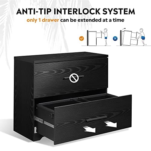 DEVAISE 2 Drawer Wood Lateral File Cabinet with Anti-tilt Mechanism, Storage Filing Cabinet for Home Office, Black 5