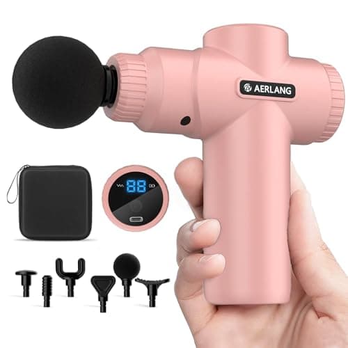 AERLANG Mini Massage Gun-Pink，Muscle Deep Tissue Massager Gun, Handheld Percussion Massager, Portable Quiet Massage Gun with Carry Case for Home Office Gym Motehr Day Gifts for Women Men Her