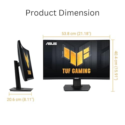 ASUS TUF Gaming 24” (23.6 inch viewable) Curved Monitor (VG24VQER) – FHD, 180Hz, 1ms, DCI-P3 90%, Extreme Low Motion Blur Sync, FreeSync, Shadow Boost, Eye Care, DisplayWidget Center, 3yr Warranty 8
