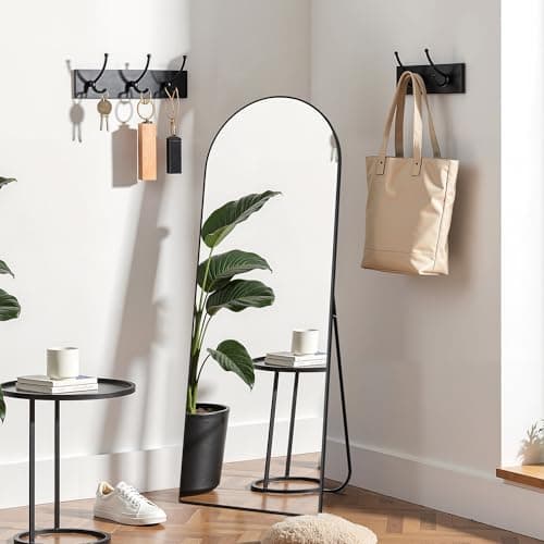 Simple Deluxe Arched Full Length Mirror, Floor Mirror with Stand, 59"x16" Large Mirror, Wall Mirror Full Length, Body Floor Mirror, Wall Mounted Mirror for Bedroom, Black 6