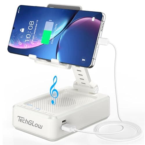 TechGlow Foldable Cellphone Stand with Bluetooth Speaker and Charging Function Birthday Gifts for Men Women Mother Father Brother Sister Teens Cool Tech Gadgets-White