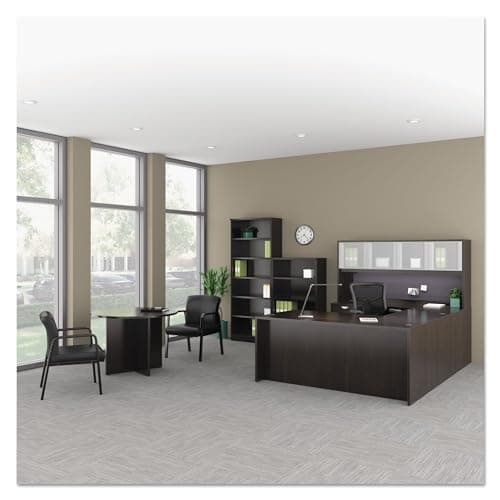 Alera ALE Reception Lounge Series Guest Chair, Espresso/Black Leather 11