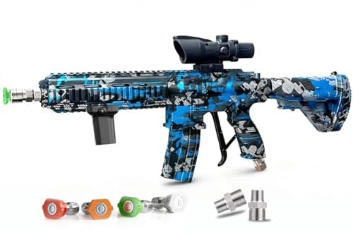 M416 Tactical Style 3600 PSI High Pressure Washer Gun - Foam Cannon Compatible with Swivel & 4 Nozzles - Airsoft Inspired Design for Car Cleaning & Outdoor Use (Blue)