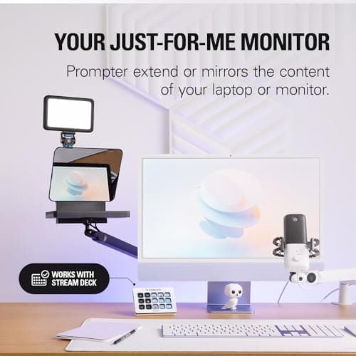 Elgato Prompter – Teleprompter with Built-in Screen for YouTube, Twitch, Zoom and More, 1080 pixels, Supports DSLR/Webcam/Smartphone, Drag & Drop Monitor Display, Works with Mac/PC & Stream Deck 5