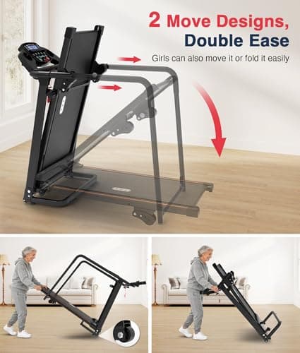 Redliro Treadmill for Seniors with Long handrails - 300 lbs Capacity Walking Treadmill for Seniors with 0%-2% Incline, Foldable, Heart Rate Monitor, Mute Home Recovery Walking Machine for Seniors 6