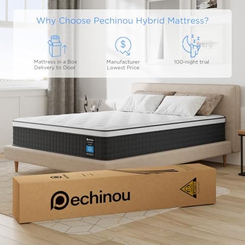 Queen Mattress,10 Inch Queen Size Mattresses, Hybrid Mattress in a Box with Memory Foam and Independent Spring, Soft and Comfortable, Pressure Relief, Cool and Breathable, CertiPUR-US, Medium Firm 7