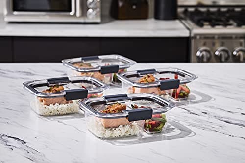 Rubbermaid Brilliance Meal Prep Containers, 2-Compartment Food Storage Containers, 2.85 Cup, 5-Pack, BPA-Free, Clear/Grey 8