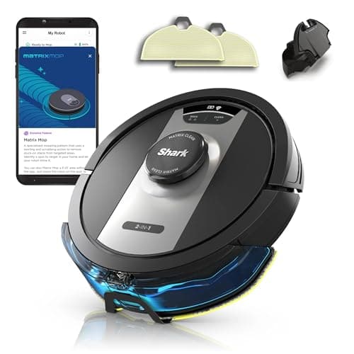 Shark RV2400WD IQ 2-in-1 Robot Vacuum & Mop with Matrix Clean & Sonic Mopping, Perfect for Pet Hair, Carpets, Hard Floors, Compatible with Alexa, Black/Silver, No Self-Empty Base (Renewed)