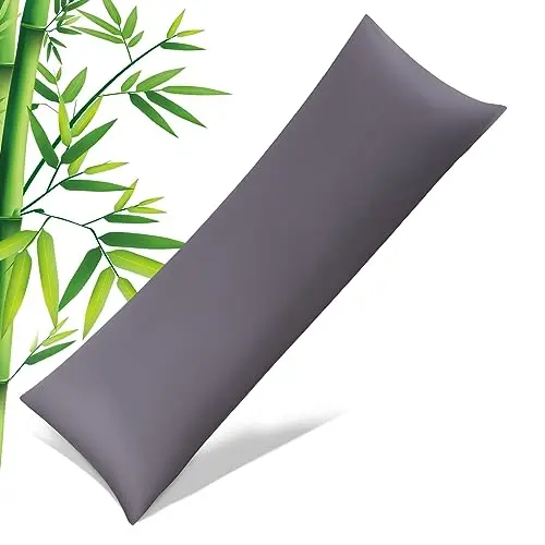 Body Pillowcase with Zipper Cooling Viscose from Bamboo Zippered Pillowcases, Cool & Breathable Body Pillow Cover for Hot Sleepers and Night Sweats, 20" x 54"