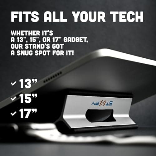 Steepy Portable Laptop Stand for Desk – Adjustable Height, & Portable Laptop Holder – Ergonomic Computer Stand for Cooling & Comfort – Slip-Proof, Sturdy Design – Universal Fit for 13-17 Inch Devices 7