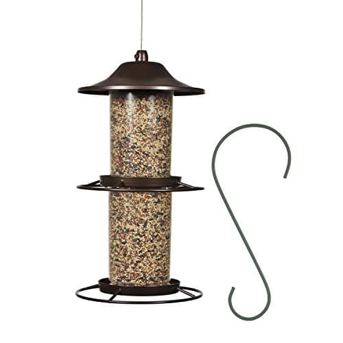 Perky-Pet Large 2-Tier Panorama Wild Bird Outdoor Feeder with Hanging Hook - 325SCOMBO-1SR - 4.5 lb Seed Capacity - Durable Construction - Versatile Hanging with Included Hook