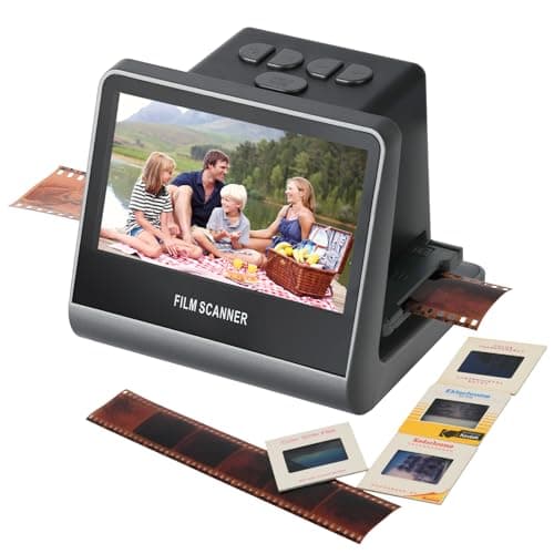 22MP Film and Slide Scanner with 5” LCD Screen, Convert Color & B&W Negatives & Slides 35mm, 126, 110 Film to High Resolution JPEG Digital Photos