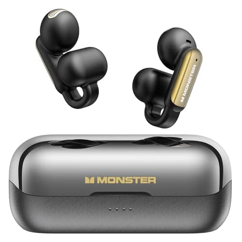 Monster AI Translation Earbuds Open AC601, 3-in-1 Translator Wireless Earphones, Bluetooth 6.0 Open Earbuds with 115 Languages Translation, Real-Time AI & Touch Control Wireless Headphone (Black)