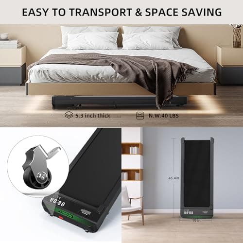 3 in 1 Treadmill, Portable Under Desk Walking Pad with Incline for Home/Office, Remote Control, LED Display 7