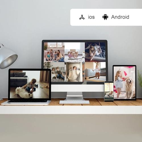 AMOROM 2 Pack 1080P Indoor Wired Security Cameras, Home Indoor Cameras for Dog/Cat/Pet/Nanny/Baby/Elderly, Motion Detection, Night Vision, Smoke Siren, 24/7 Recordings, 2.4GHz Wi-Fi 9